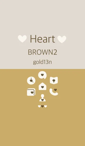 [LINE着せ替え] ハート ブラウン2 ゴールド13nの画像1