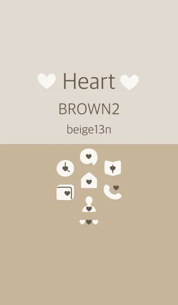 [LINE着せ替え] ハート ブラウン2 ベージュ13nの画像1