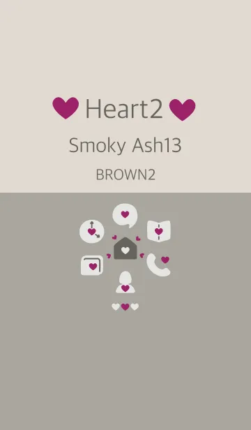 [LINE着せ替え] ハート2 スモーキーアッシュ13 ブラウン2の画像1