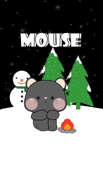 [LINE着せ替え] Cute Black Mouse In Winter Season (JP)の画像1