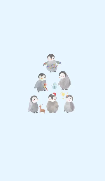 [LINE着せ替え] Snowy Christmas Penguinsの画像1