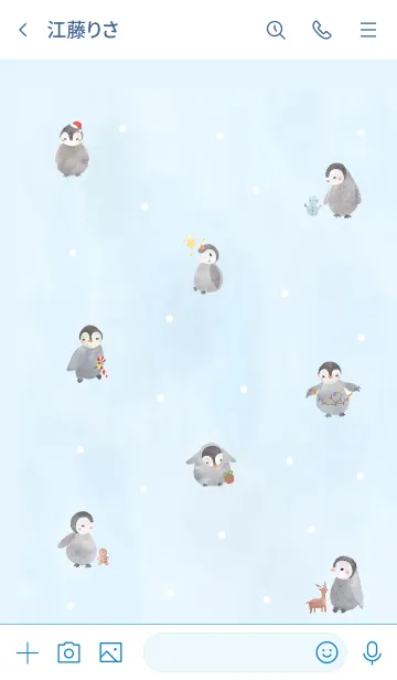 [LINE着せ替え] Snowy Christmas Penguinsの画像3