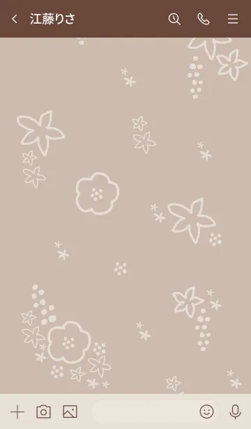 [LINE着せ替え] 白い花 ベージュの画像3