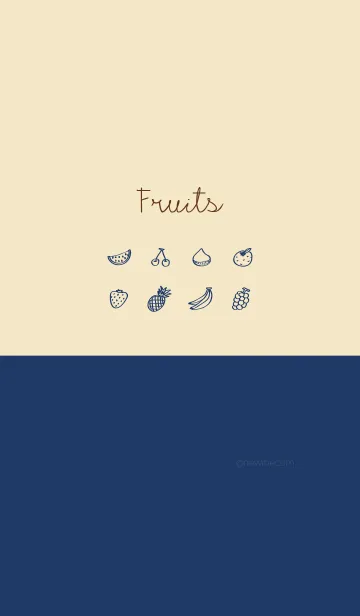 [LINE着せ替え] Fruits navy beigeの画像1