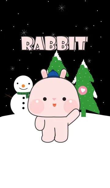 [LINE着せ替え] Pink Rabbit In Winter Season (JP)の画像1