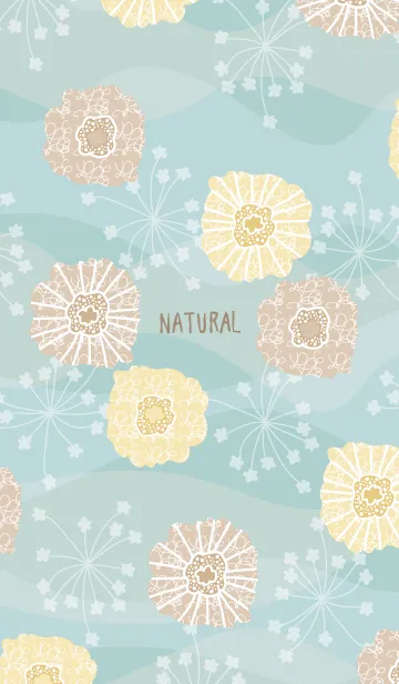 [LINE着せ替え] ベージュ系 花 ブルーの画像1