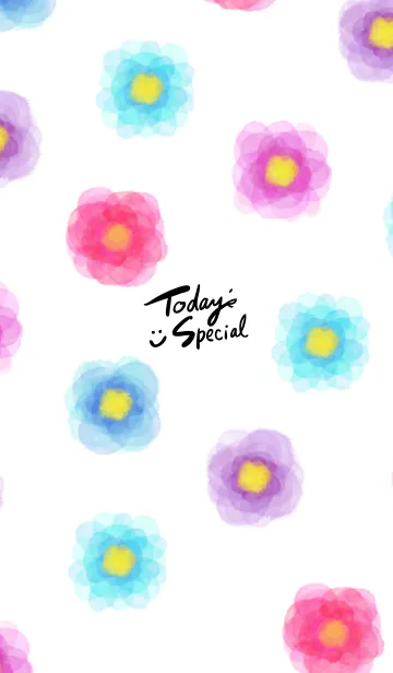 [LINE着せ替え] カラフルお花柄水彩10の画像1