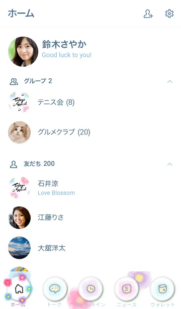 [LINE着せ替え] カラフルお花柄水彩10の画像2