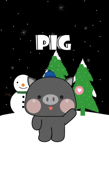 [LINE着せ替え] Black Pig In Winter Season (JP)の画像1