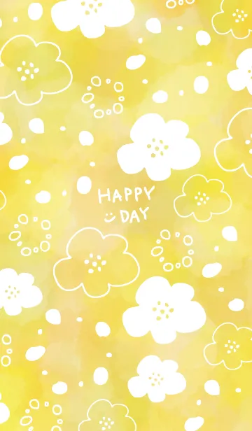 [LINE着せ替え] 手書きお花水彩イエロー6の画像1