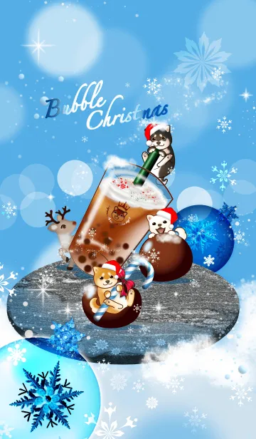 [LINE着せ替え] 柴犬とクリスマスタピオカミルクティー11の画像1