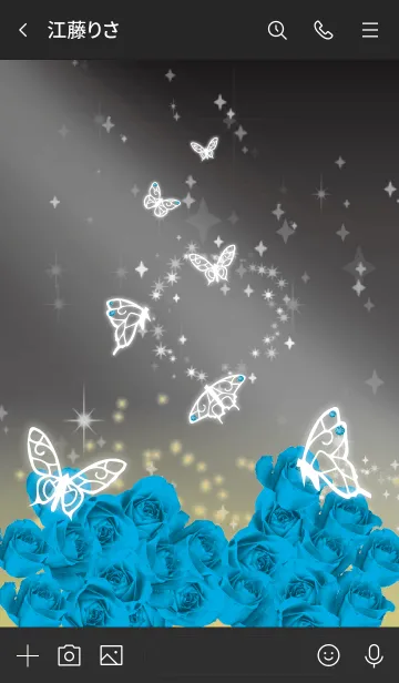 [LINE着せ替え] 黒と黄色 : 12月のトルコ石と蝶の画像3