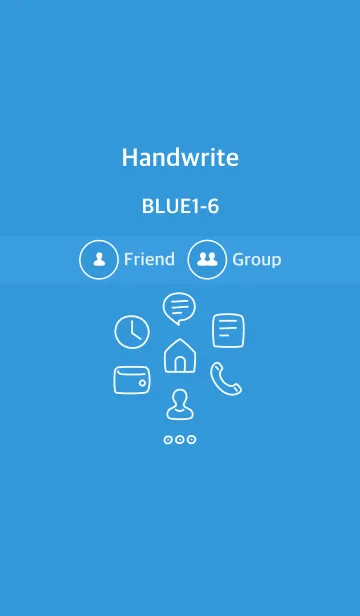 [LINE着せ替え] 手書き ブルー1-6 枠ありの画像1