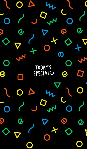 [LINE着せ替え] カラフル図形 黒5の画像1