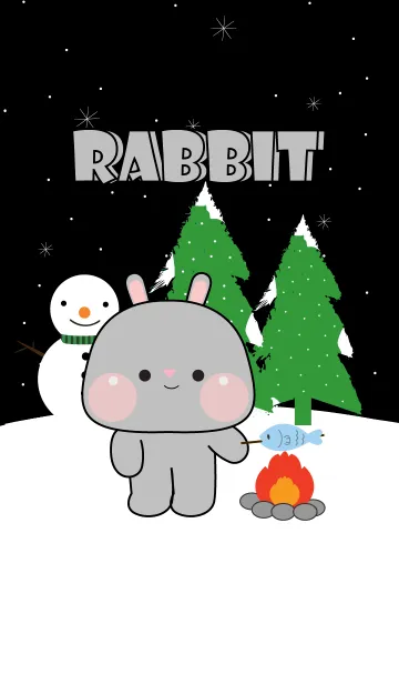 [LINE着せ替え] Grey Rabbit In Winter Season (JP)の画像1