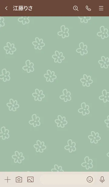 [LINE着せ替え] 白いお花 くすみグリーン5の画像3