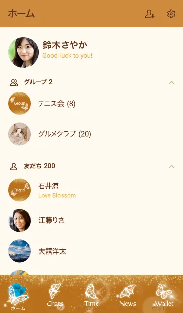 [LINE着せ替え] オレンジ : 12月のトルコ石と蝶の画像2