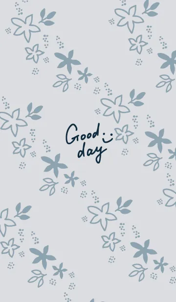 [LINE着せ替え] シンプルくすみフラワーブルーの画像1