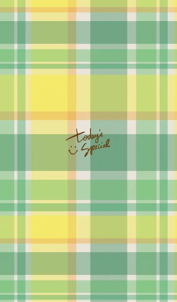 [LINE着せ替え] チェック柄 緑 スマイル付き2の画像1