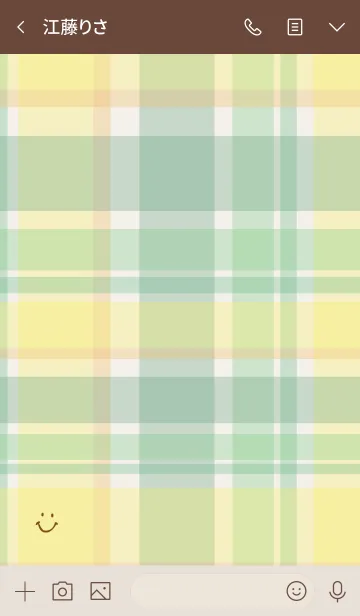 [LINE着せ替え] チェック柄 緑 スマイル付き2の画像3