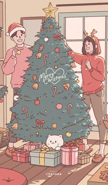 [LINE着せ替え] かわいいカップル：メリークリスマスの画像1