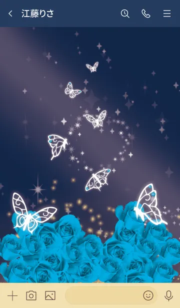 [LINE着せ替え] ベージュとネイビー : 12月のトルコ石と蝶の画像3