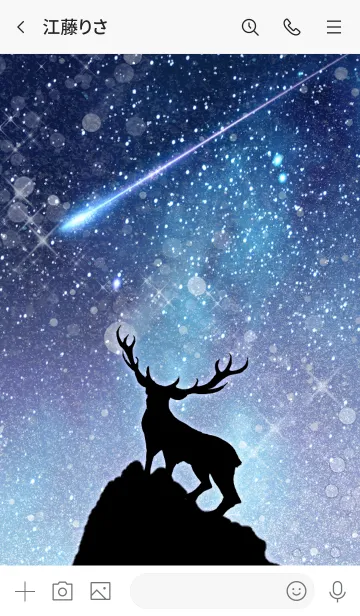 [LINE着せ替え] けい用雪降る星空を見上げるトナカイの画像3