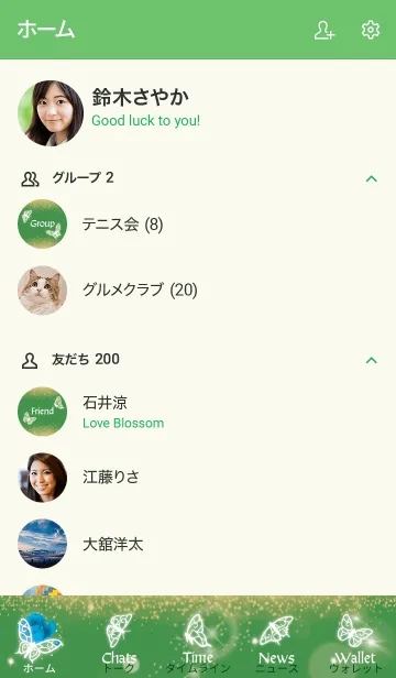 [LINE着せ替え] 緑 : 12月のトルコ石と蝶の画像2