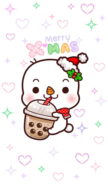 [LINE着せ替え] Cute Cute Christmas : Little Snowman v.2の画像1