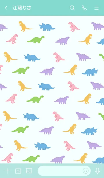[LINE着せ替え] カラフル恐竜 / turquoise greenの画像3