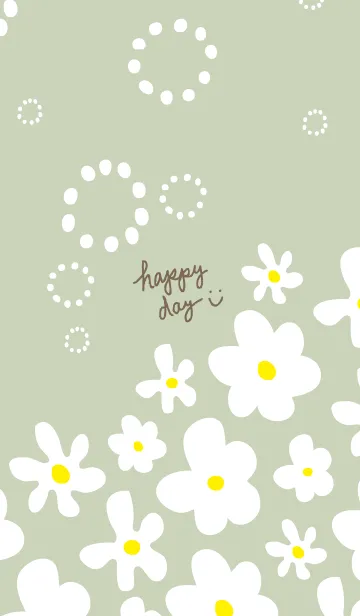 [LINE着せ替え] 白い花が可愛い グリーン5の画像1