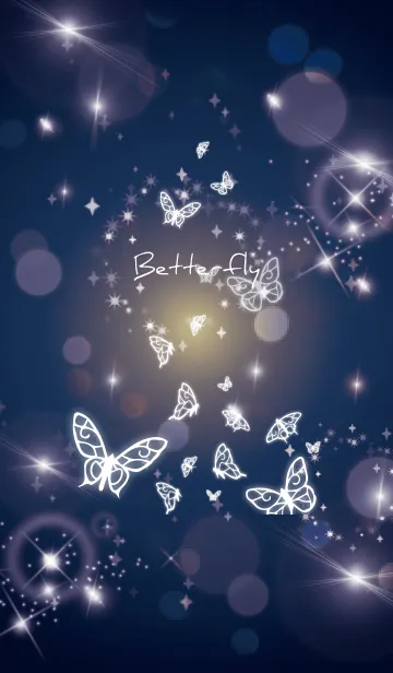 [LINE着せ替え] ベージュネイビー : 運気UP幻想的な蝶の画像1