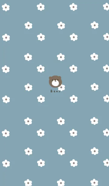[LINE着せ替え] お花とクマ。ブルーベージュ。の画像1