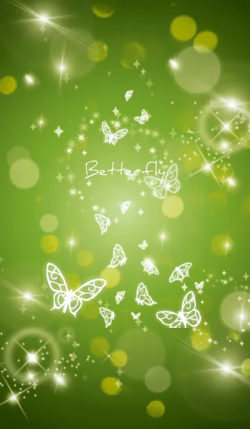 [LINE着せ替え] 黄緑 : 運気UP幻想的な蝶の画像1