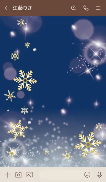 [LINE着せ替え] ベージュとカーキ : 幸運ゴールドの雪結晶の画像3