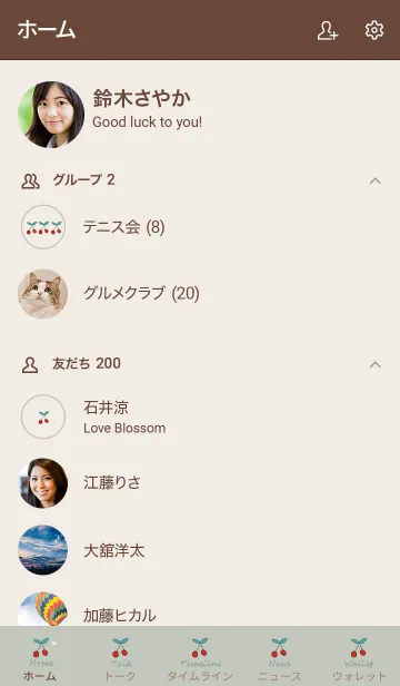 [LINE着せ替え] さくらんぼ / dustygreen beigeの画像2