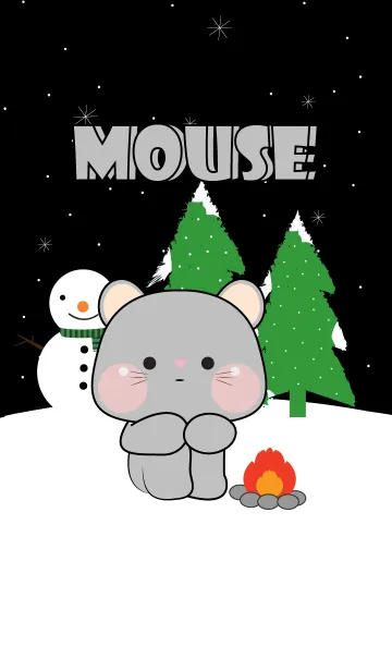 [LINE着せ替え] Grey Mouse In Winter Season Theme (JP)の画像1