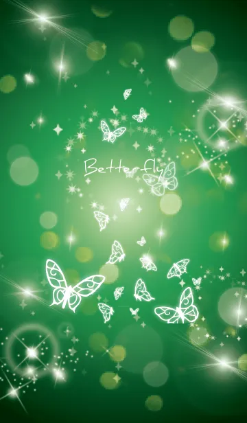 [LINE着せ替え] 緑 : 運気UP幻想的な蝶の画像1