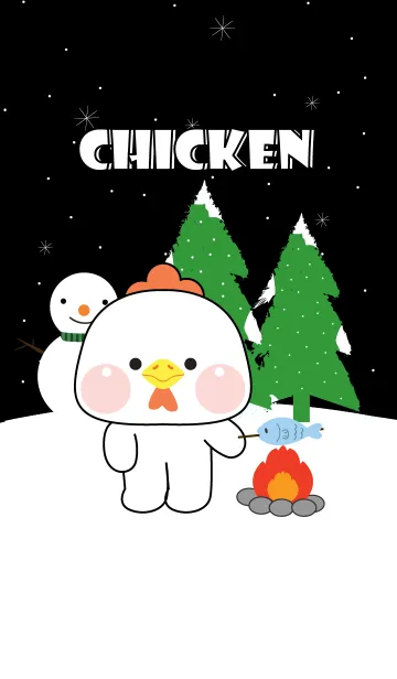 [LINE着せ替え] White Chicken In Winter Season (JP)の画像1