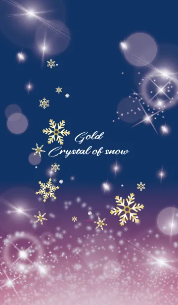 [LINE着せ替え] ピンク : 幸運ゴールドの雪結晶の画像1