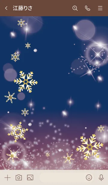 [LINE着せ替え] ボルドー : 幸運ゴールドの雪結晶の画像3