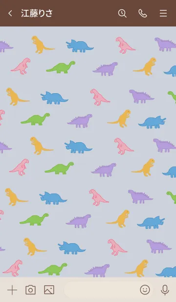 [LINE着せ替え] カラフル恐竜 / blue beigeの画像3