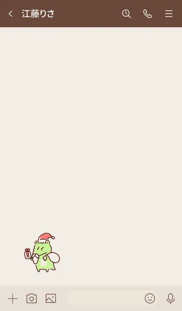 [LINE着せ替え] シンプル わに サンタ ベージュの画像3