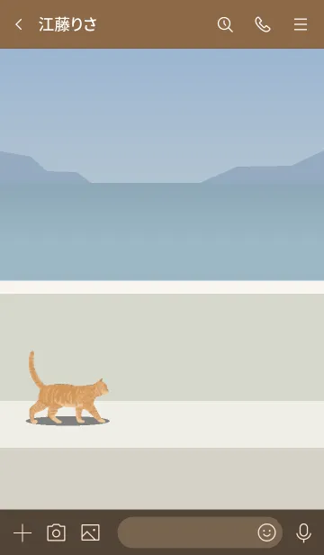 [LINE着せ替え] シンプルなネコ（堤防の茶トラ）の画像3