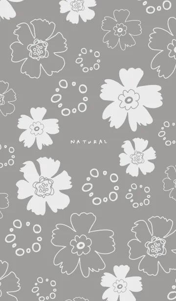 [LINE着せ替え] ナチュラル 花と丸 グレー4の画像1
