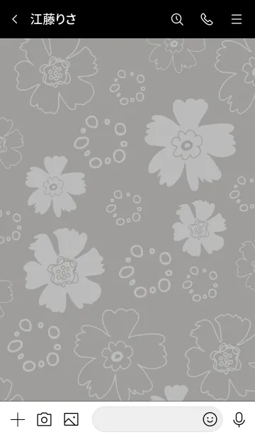 [LINE着せ替え] ナチュラル 花と丸 グレー4の画像3
