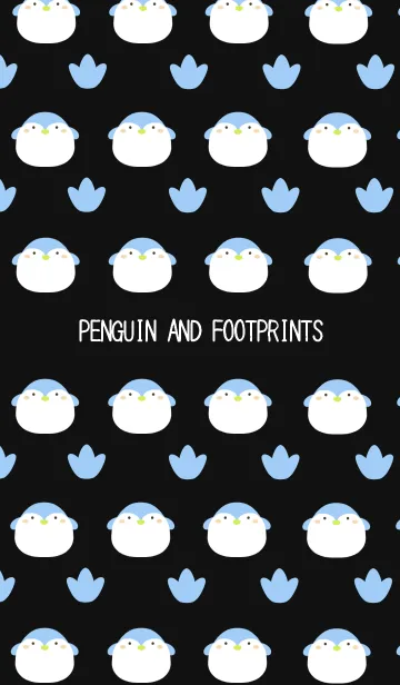 [LINE着せ替え] ペンギンと足跡の着せかえ ブラックの画像1