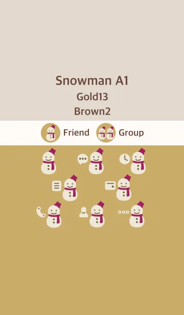 [LINE着せ替え] 雪だるまA1 ゴールド13 ブラウン2の画像1