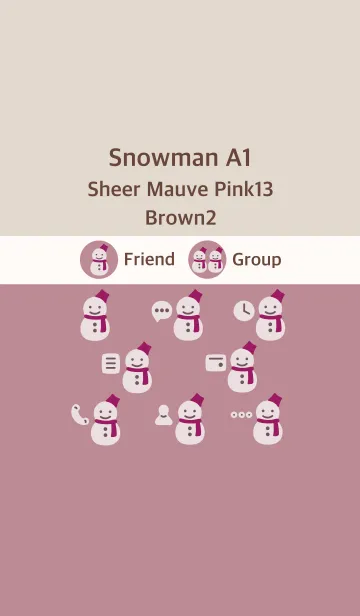 [LINE着せ替え] 雪だるまA1 シアーM ピンク13 ブラウン2の画像1