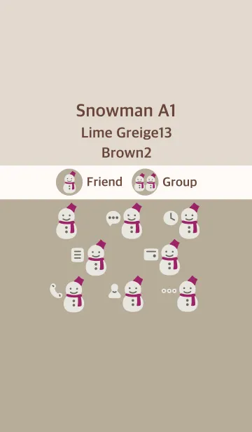 [LINE着せ替え] 雪だるまA1 ライムグレージュ13 ブラウン2の画像1